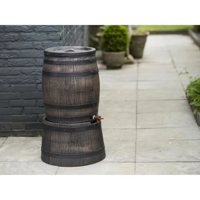 Raccoglitore d'acqua a forma di botte - NATURE - PE rotostampato - 50 litri - Accessori inclusi