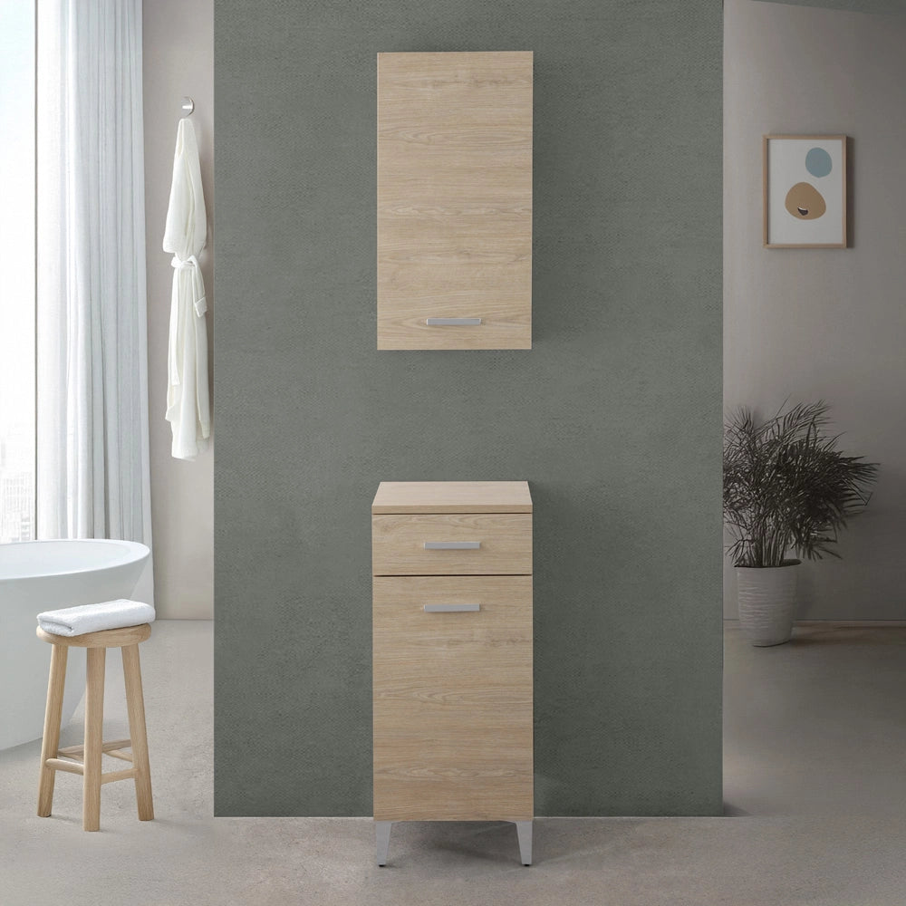 Base multiuso 35x34 cm rovere dolomite con anta reversibile e cassetto Desya