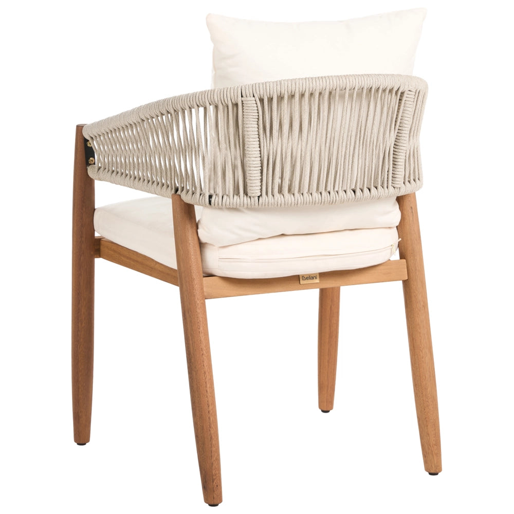 Set da giardino composto da 2 sedie con cuscini, in legno di acacia a doghe bianco stile moderno contemporaneo