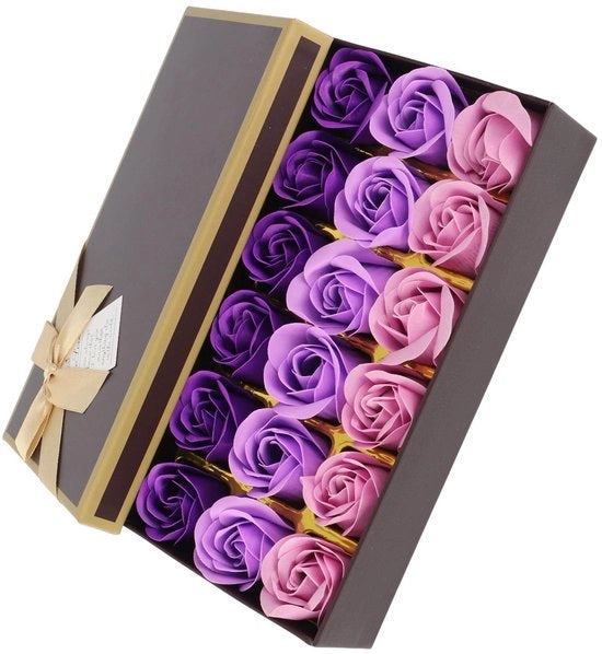 Set di Sapone a forma di Fiori 18 pezzi - Fiori di Rosa Manufatti - Gradiente Romantico e Pauro - Decorazione e Bagno - Regalo di Lusso - Sicuro e Non Tossico - Set di Sapone Decorativo
