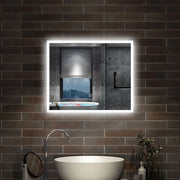 specchio rettangolare 60x50 cm con luce led, antiappannamento e touch