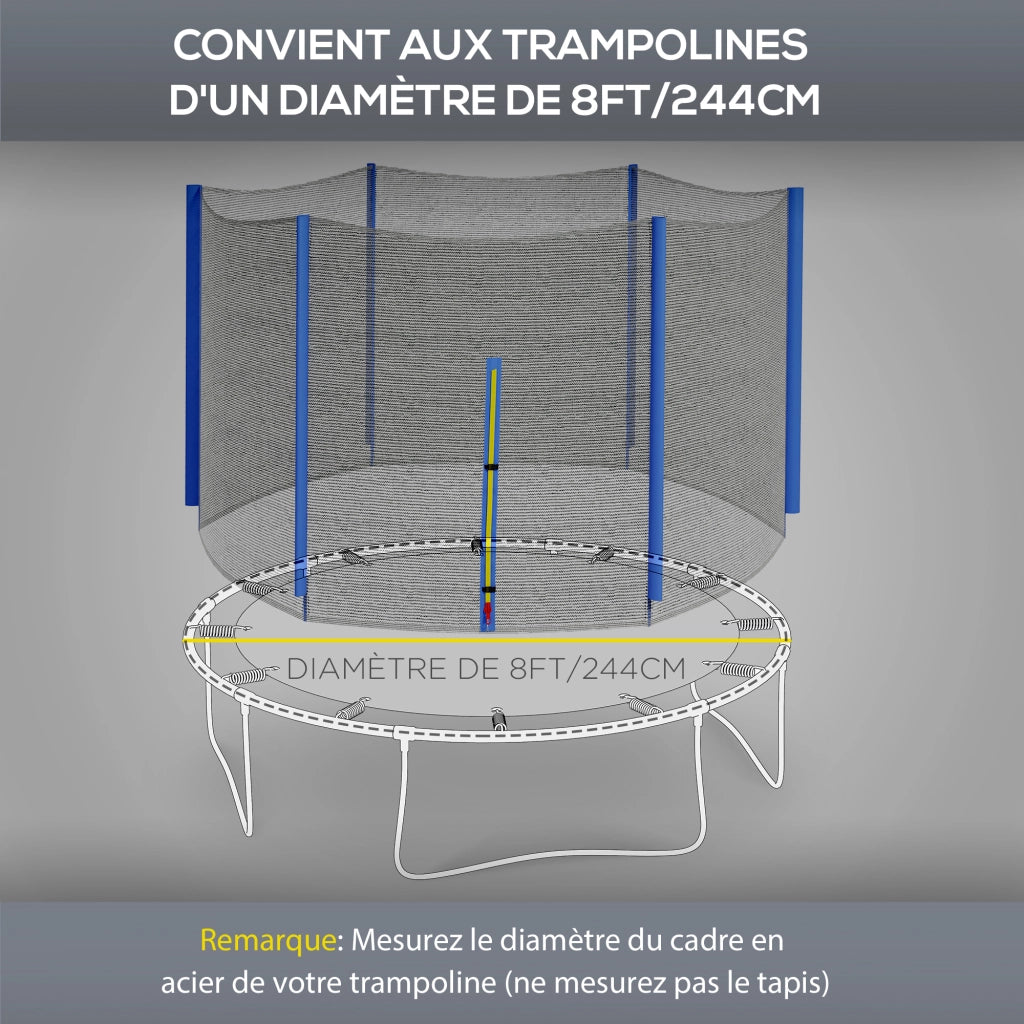 Reti di sicurezza per trampolino ? 244 cm ¨C Zephmum ¨C Grigio con 6 montanti e porta con zip
