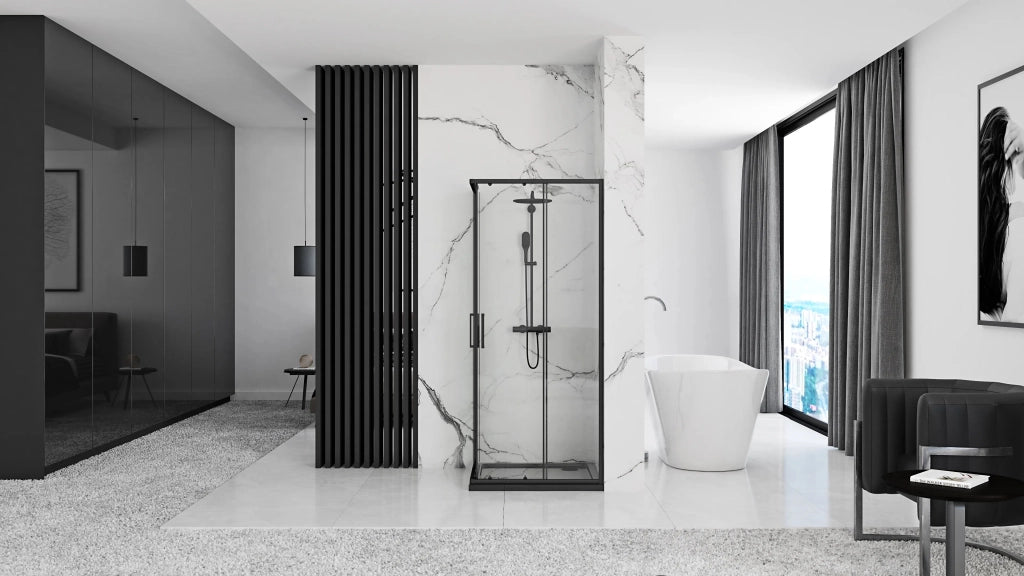 Cabina Doccia Rea Punto Black 80x80 con piatto doccia Savoy black