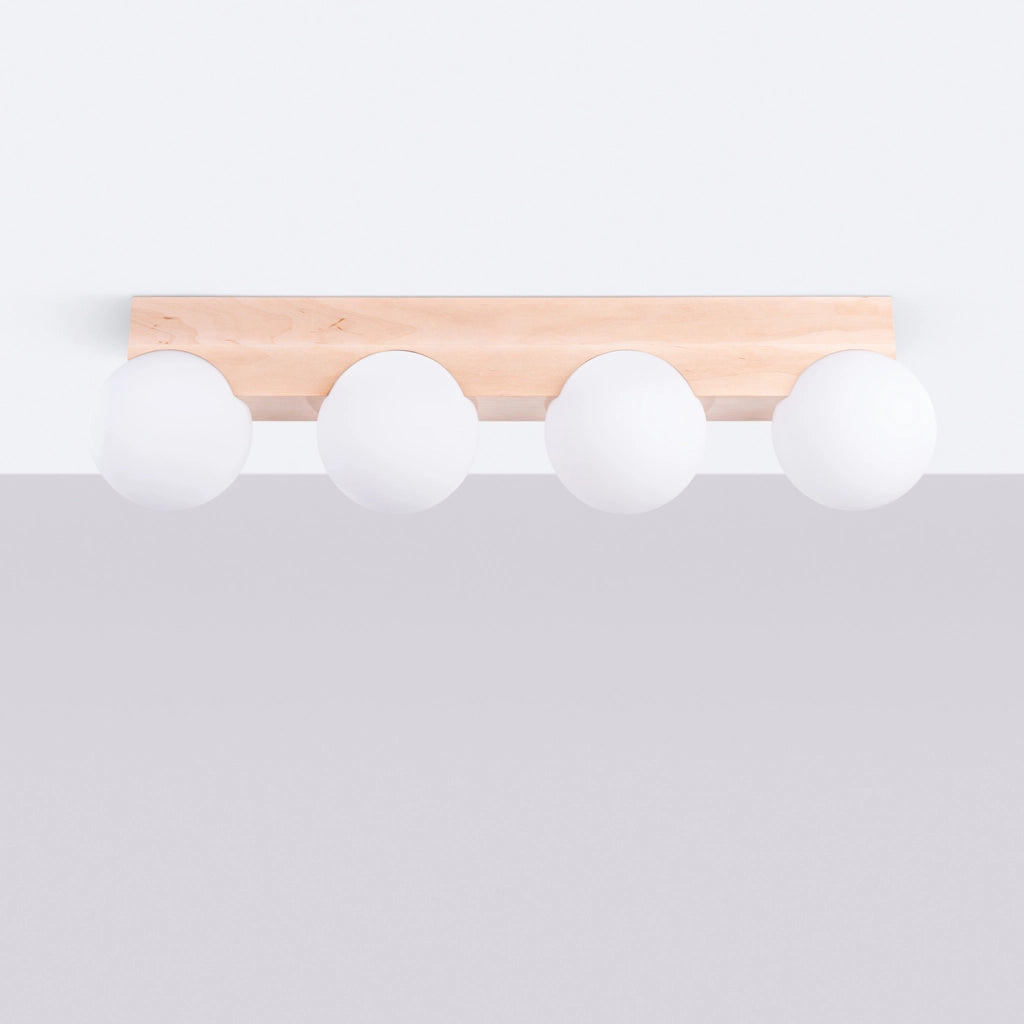 Lampada a sospensione BULBO Peach Puff a 4 luci in legno e vetro, design moderno