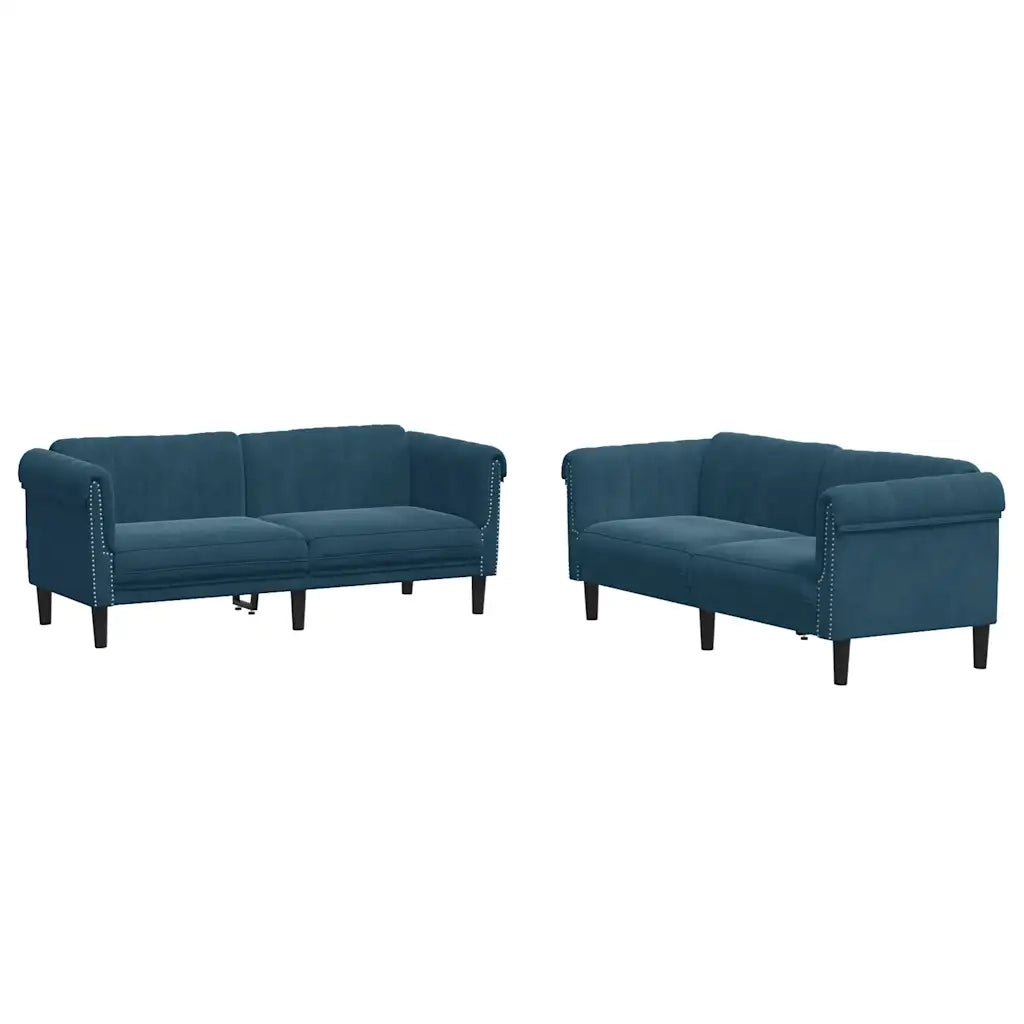 Set di Divani 2 pz Blu in Vellutocod mxl 116530