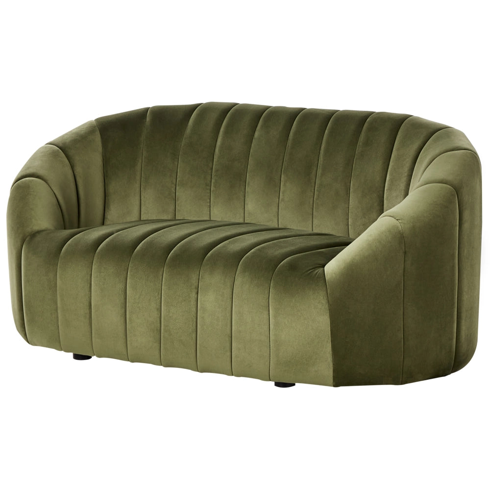 Divano 2 posti in velluto verde scuro Design contemporaneo e retrò Seduta imbottita e schienale basso