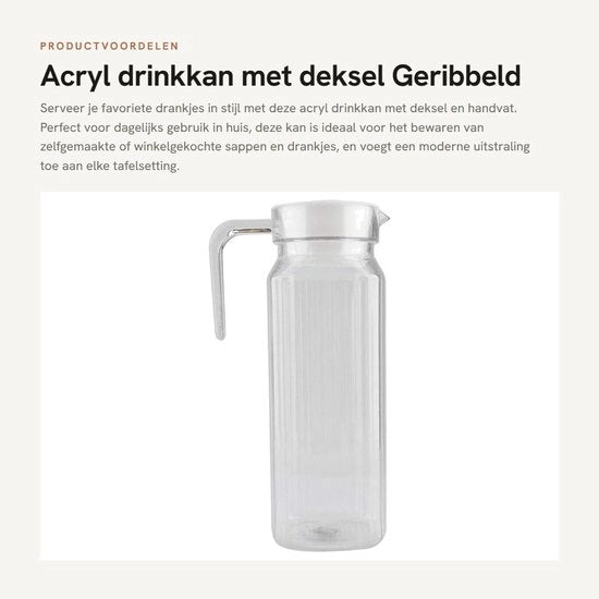 Drinkkan con coperchio - Acquario in acrilico di alta qualità - Maniglia - Duraturo - Translucido - Grande capacità - Vaschetta per succhi d'arancia