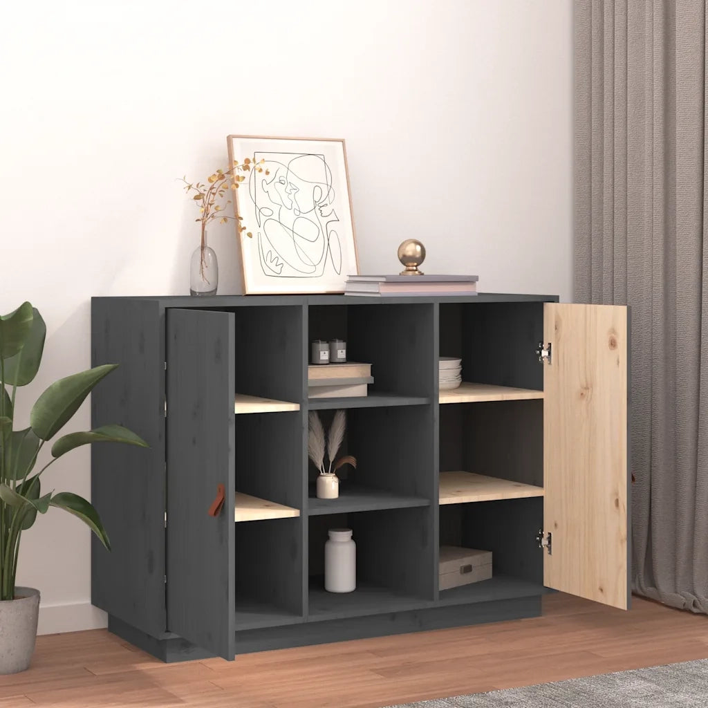 Credenza | Madia | Buffet da pranzo | Armadio da pranzo Grigia 100x40x75 cm in Legno Massello di Pino
