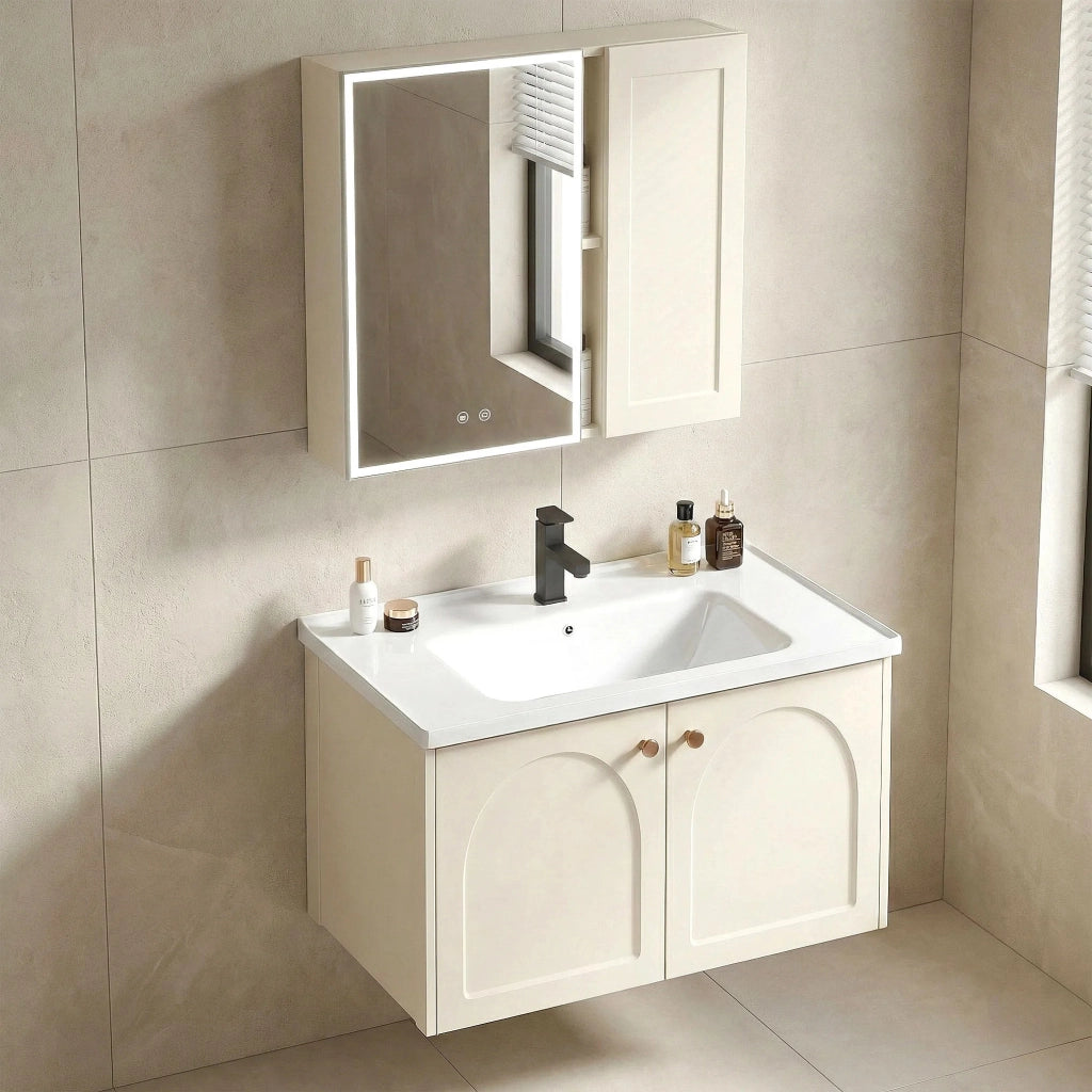 Set Di Mobili Da Bagno Con Lavabo Denver 60cm Creme