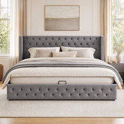 Letto matrimoniale contenitore Chesterfield grigio 140x190 cm