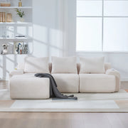 Divano modulare in corduroy per 3 persone con portabicchieri e tasca laterale per soggiorno beige 268 × 174 × 80 cm