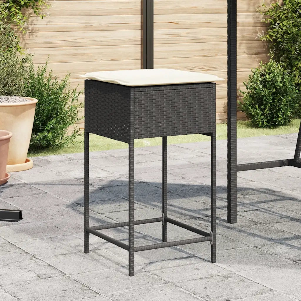 Sgabelli da Bar con Cuscini 2 pz Neri in Polyrattan CFW8054906