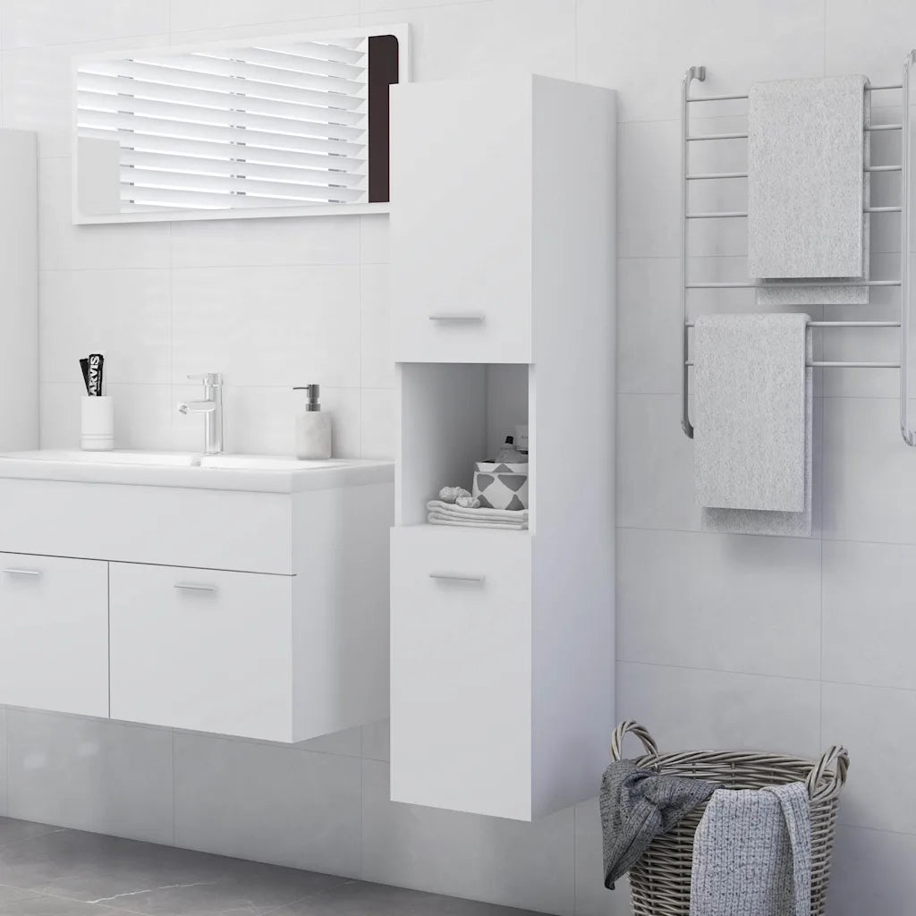 Mobile da Bagno | Armadio da bagno Bianco 30x30x130 cm in Legno Multistrato