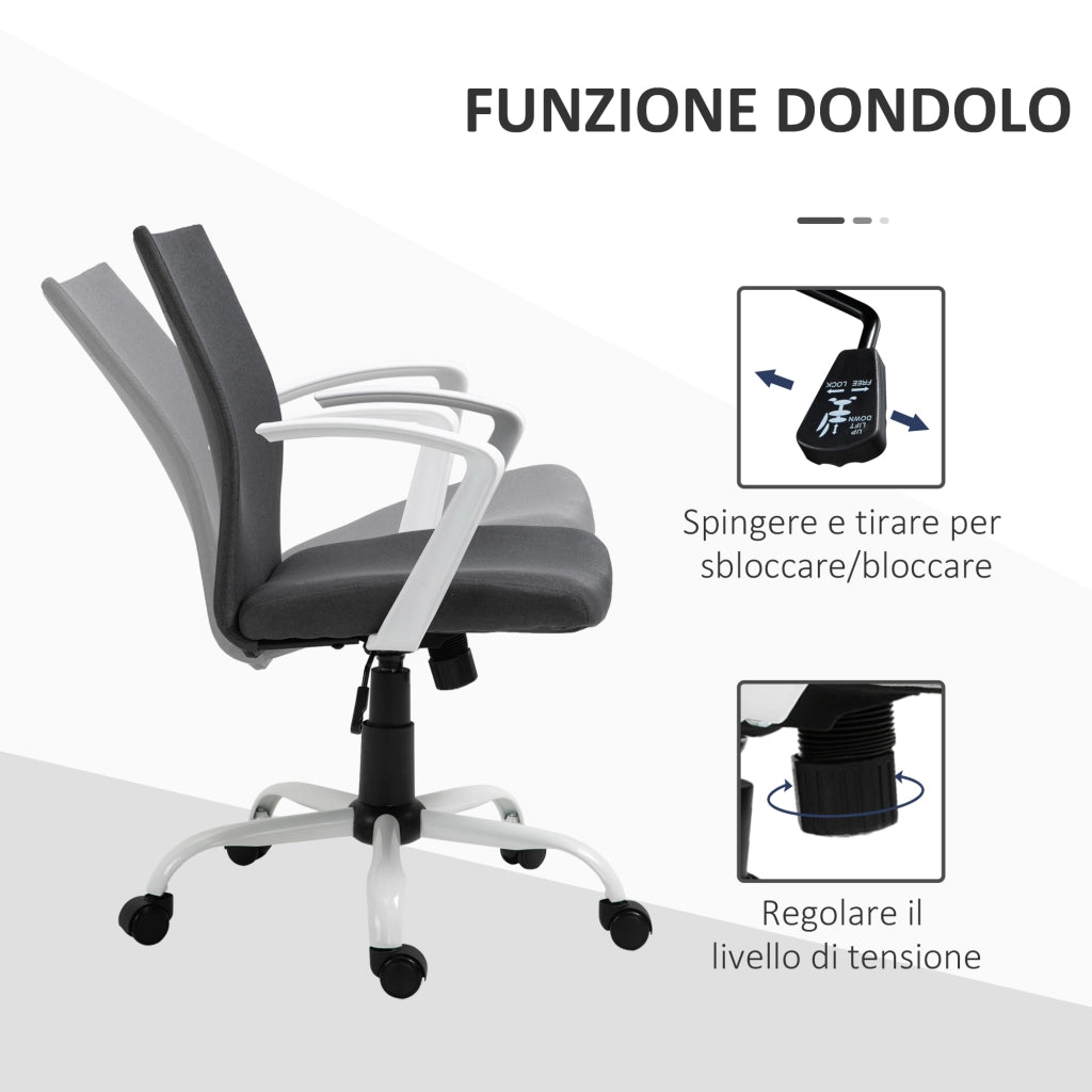Sedia da Ufficio Ergonomica e Girevole con Altezza Regolabile. 61x61x89-99 cm. Grigio Scuro