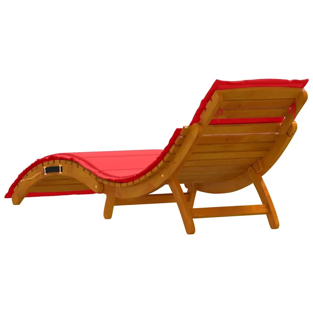 Lettino prendisole 2 pcs Rosso Legno di Acacia Massello 4107099