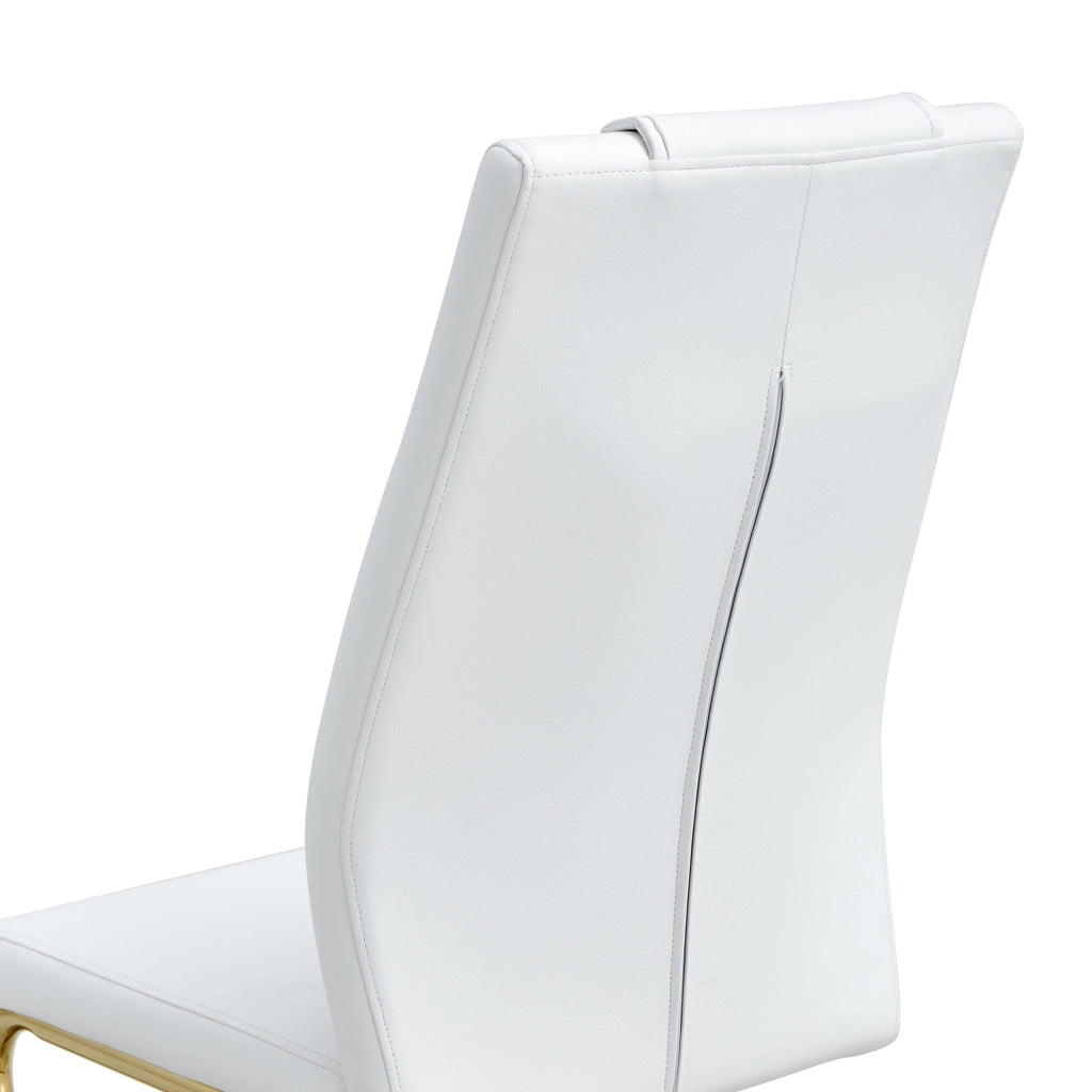 Sedie da Pranzo in Ecopelle Bianca con Gambe in Metallo Dorato ¨C MINIMAL ¨C Set 4 Pezzi