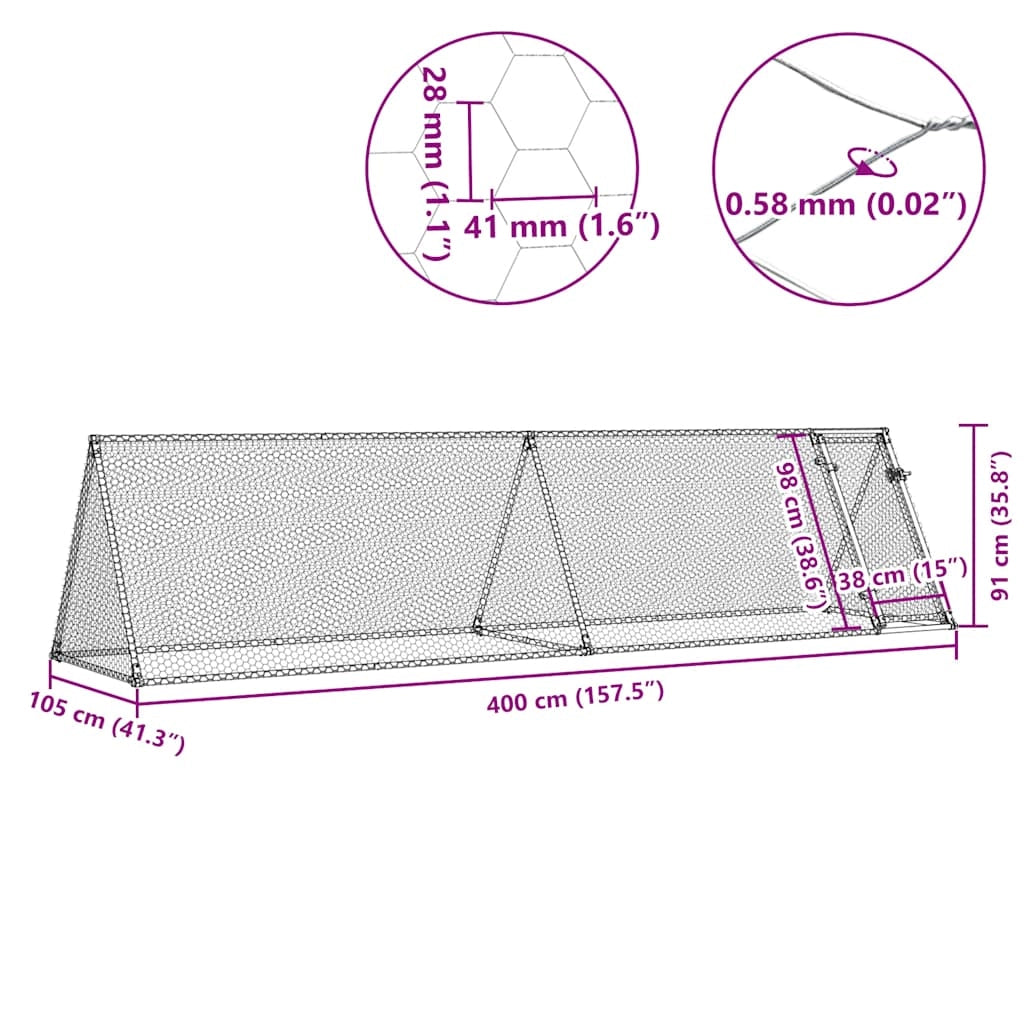 Pollaio Silver 400 x 105 x 91 cm acciaio zincato Silver 02_0041671
