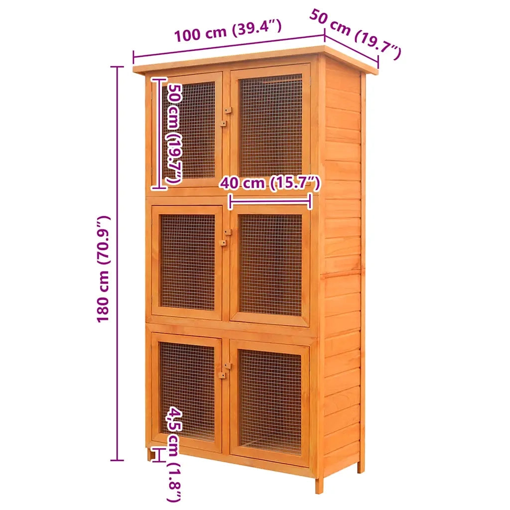 Conigliera a 6 Stanze per Animali Piccoli in Legno CFW5671279