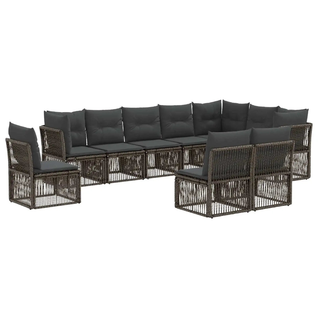 Set Divano da Giardino 10 pcs Grigio polyrattan 3434252