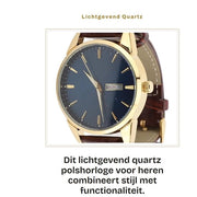Orologio da polso Quartz con illuminazione - Impermeabile 30M - Cinturino in pelle PU - Cassetta metallica minimalista - Visualizzazione data - Vetro con alta resistenza al graffio - Orafo uomo