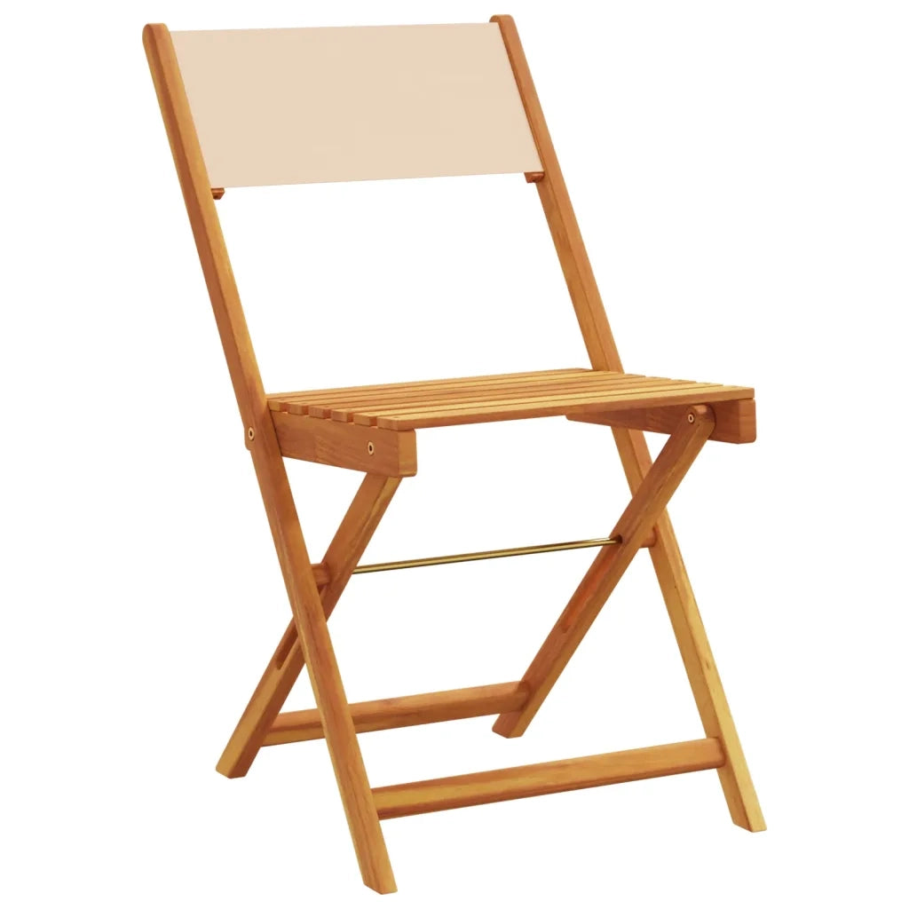 vidaXL Sedie da Giardino Pieghevoli 4pz Beige Tessuto e Legno Massello