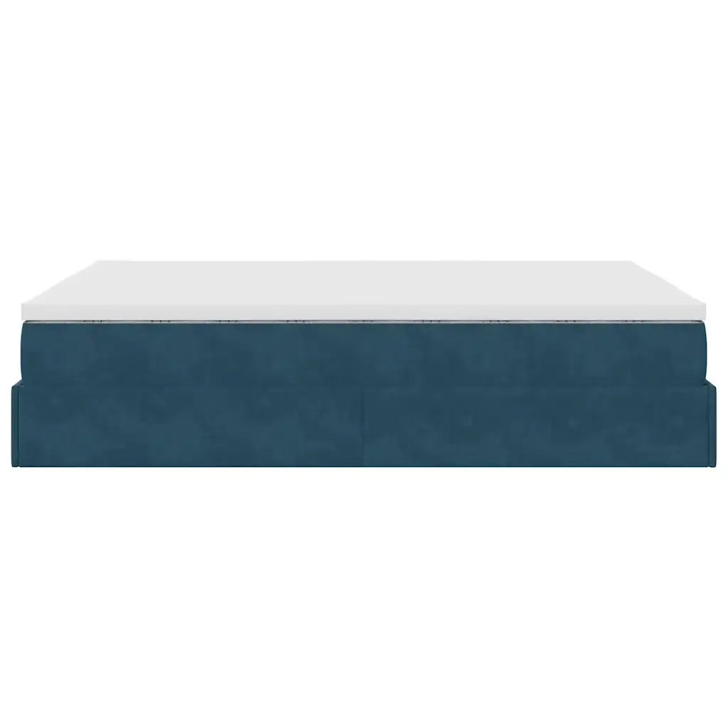 vidaXL Struttura Letto Pouf con Materasso Blu 140x200cm in Velluto
