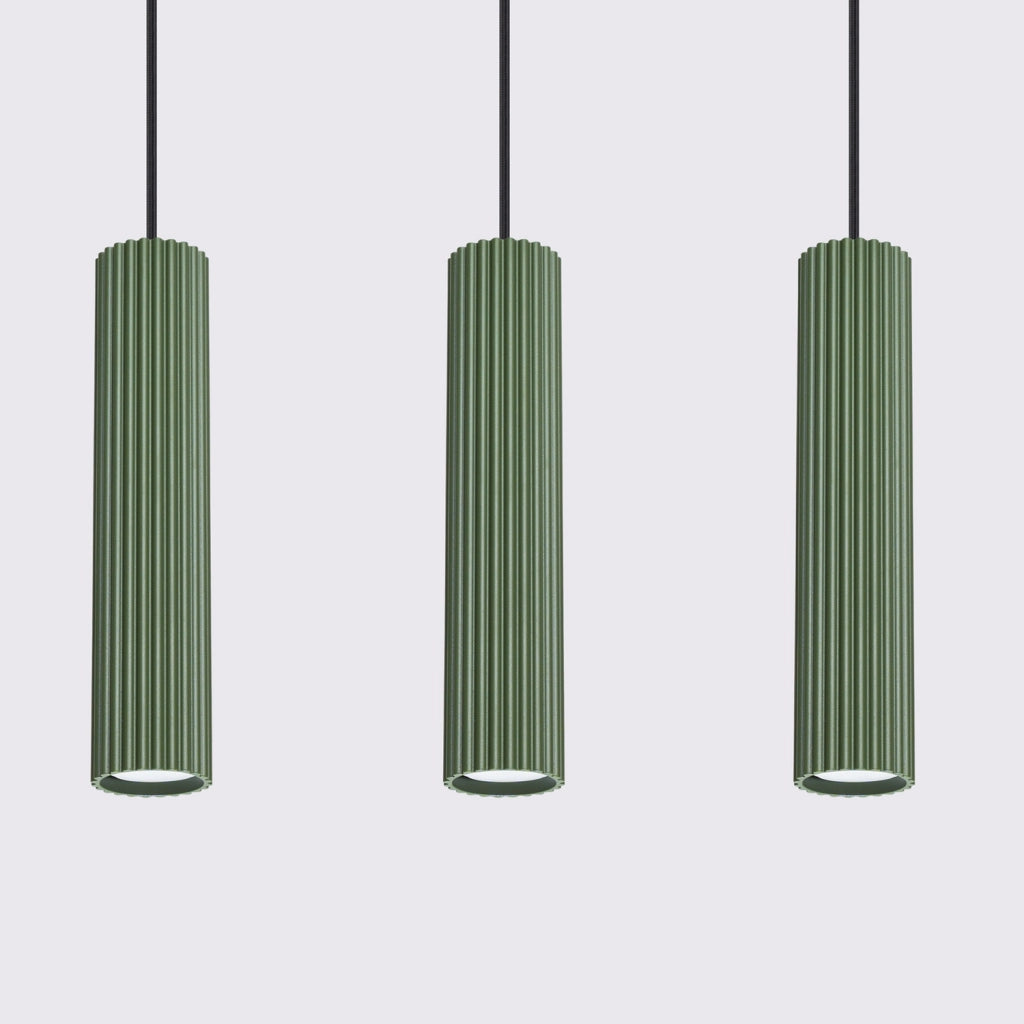 Lampada a sospensione GRAVIO verde oliva barra 3 tubi 3xGU10