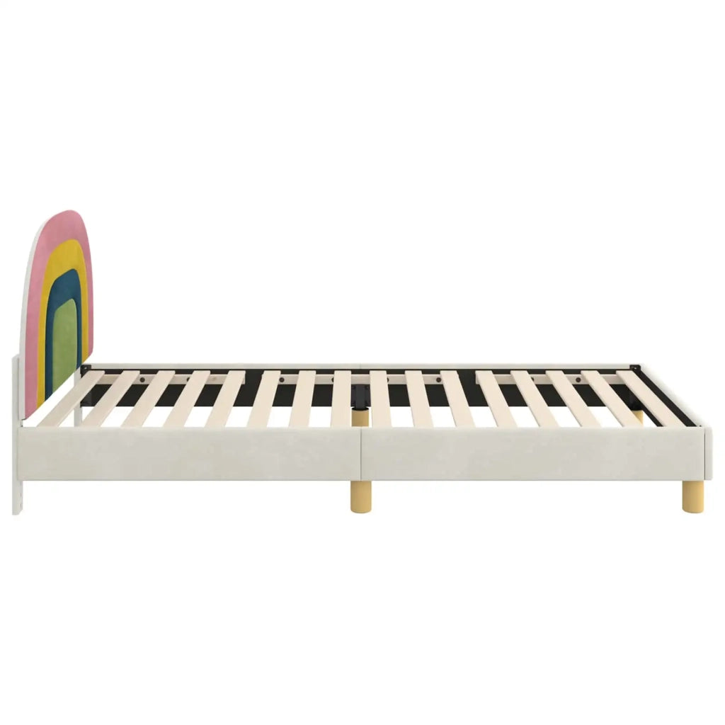 Struttura letto bambini con testata Crema 90 x 190 cm Velluto