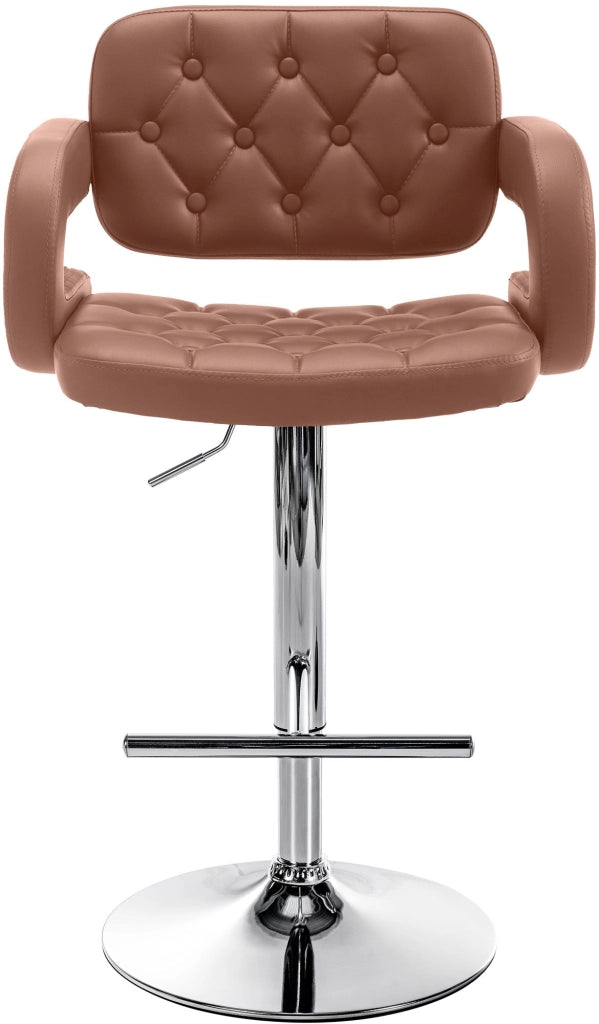 Sgabello Dublin in similpelle cognac,cromo