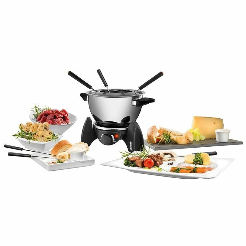 Unold 48615 Set per Fonduta Elettrica 6 Persone 0.8 L 500 W Acciaio Inossidabile Ceramica colore Nero