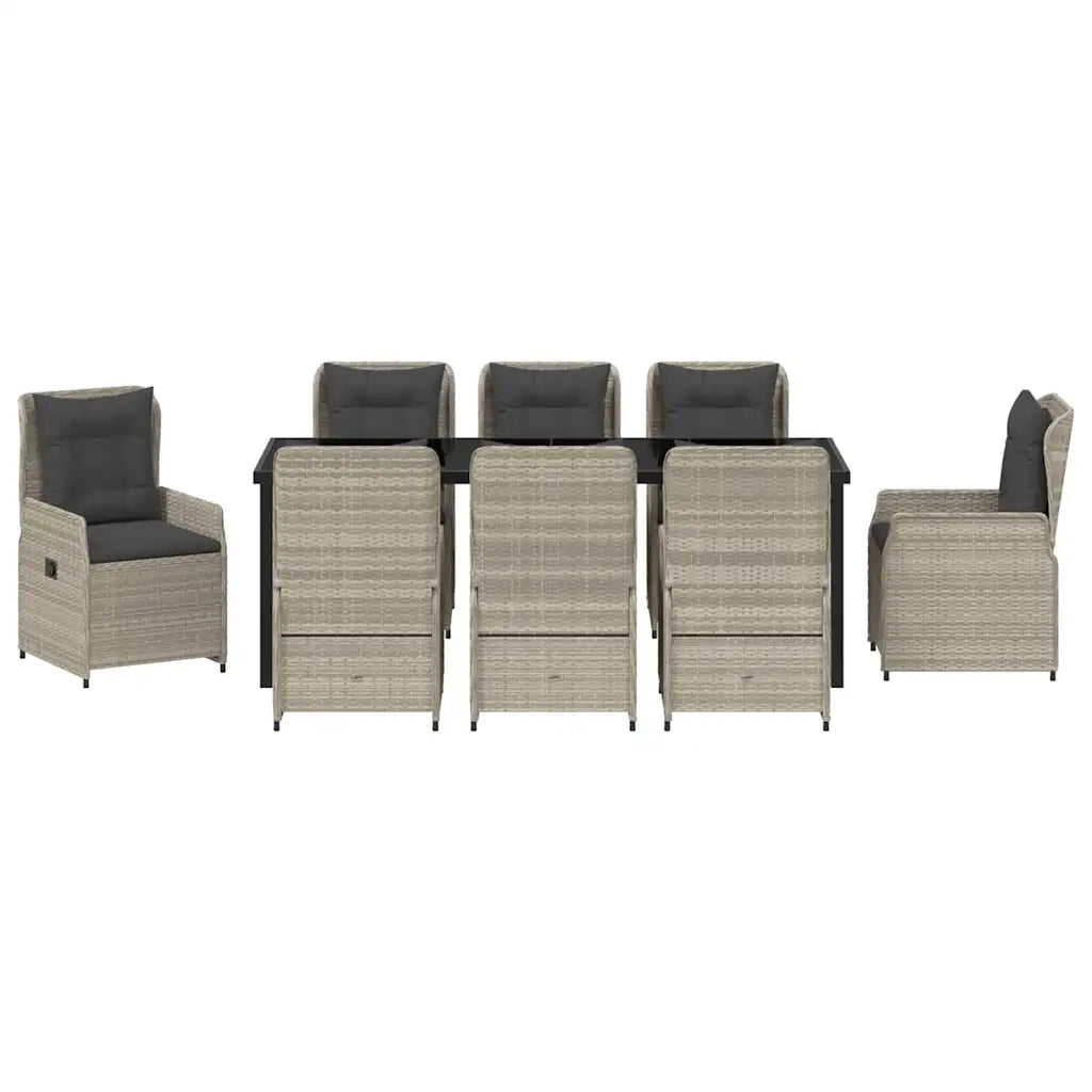 Set da Pranzo per Giardino 9 pcs Grigio chiaro polyrattan 3380980