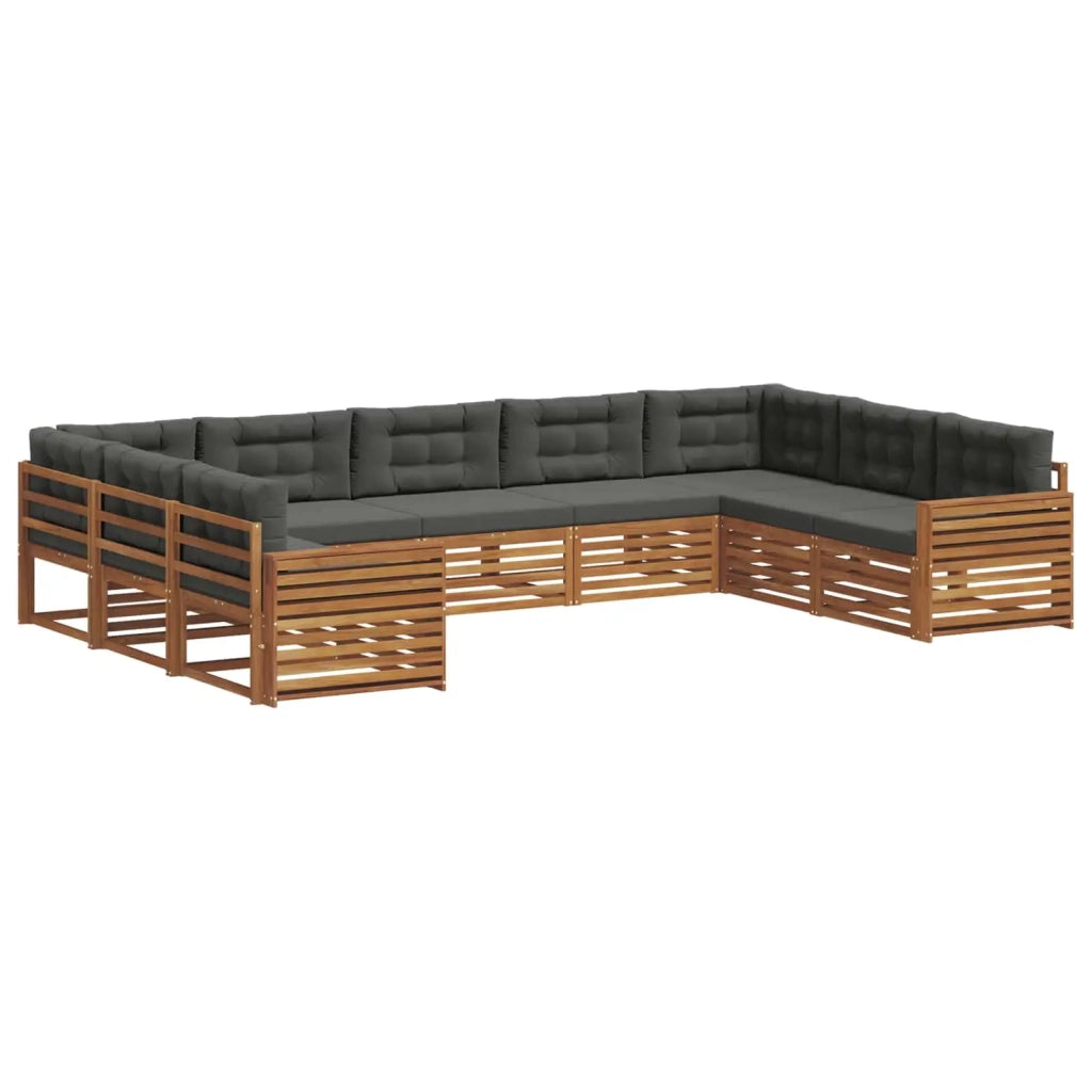 Set di divani da esterno con cuscino 9 pcs Naturale e Antracite