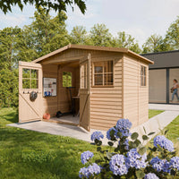 TIMBELA M334 Casa da giardino in legno naturale A226x216x324 cm/6 m²