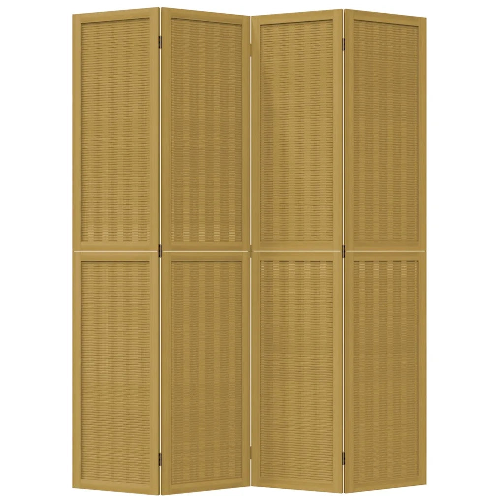 Divisorio Ambienti 4 Pannelli Marrone Legno Massello Paulownia 358819