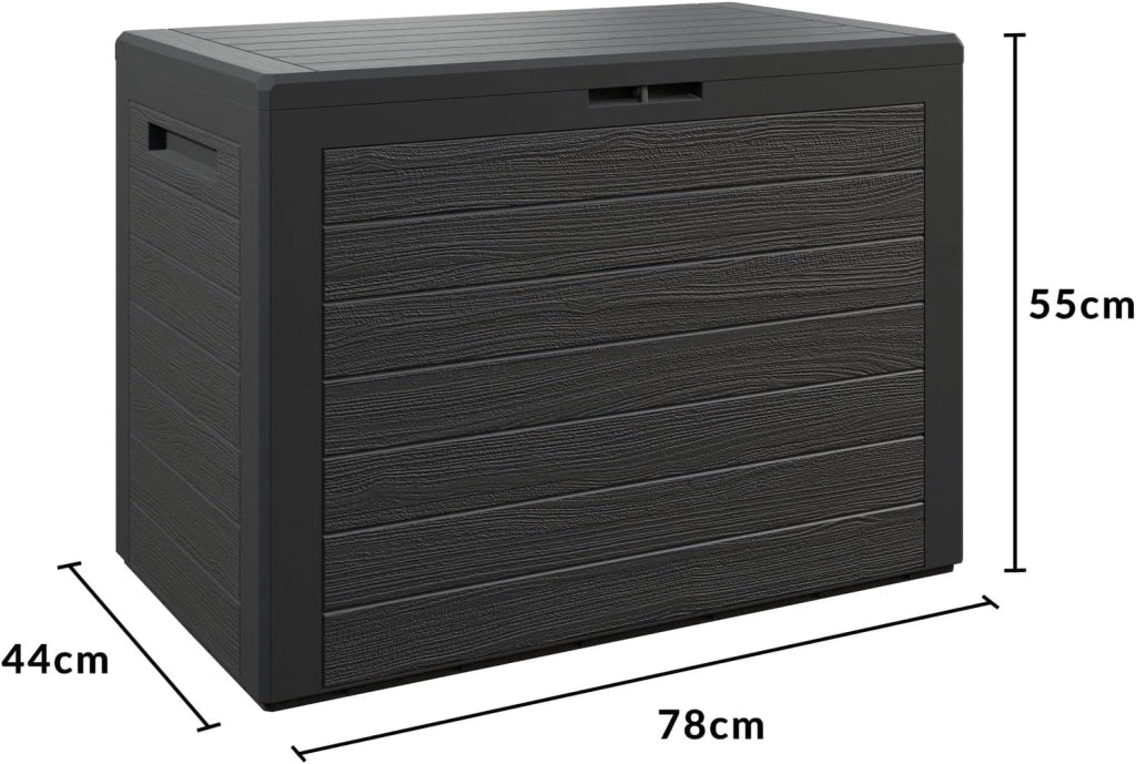 ® Baule da Giardino Lille 190 L Effetto Legno Orgenizer Box Giocattoli 78x44x55cm Multibox Impermeabile Esterni