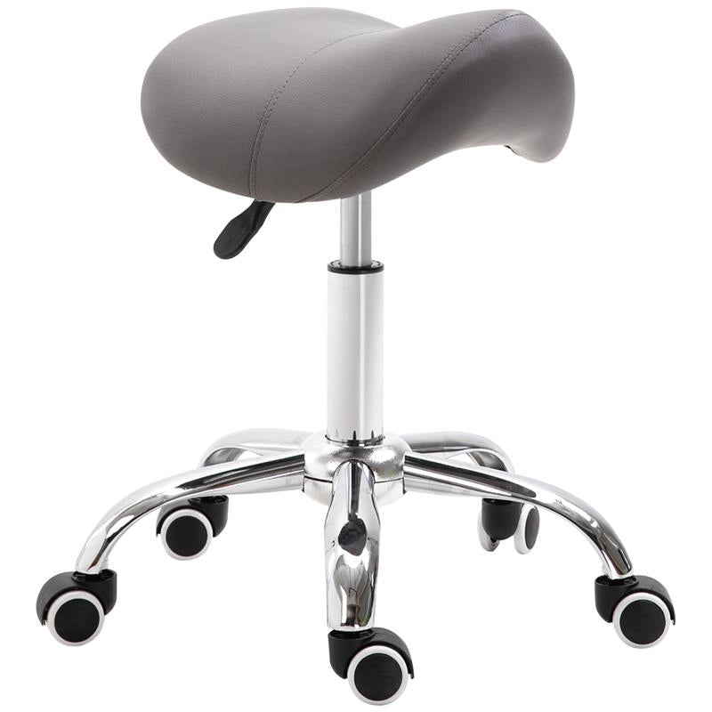 SGABELLO DA LAVORO A SELLA CON RUOTE E ALTEZZA REGOLABILE 52X53X49-61CM GRIGIO