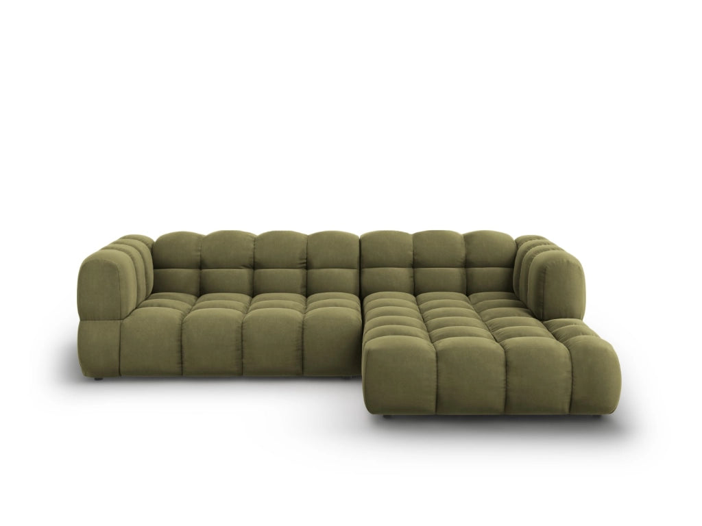 Cosmopolitan Design - Divano angolare modulare destro "Sky" 4 posti in velluto verde chiaro 