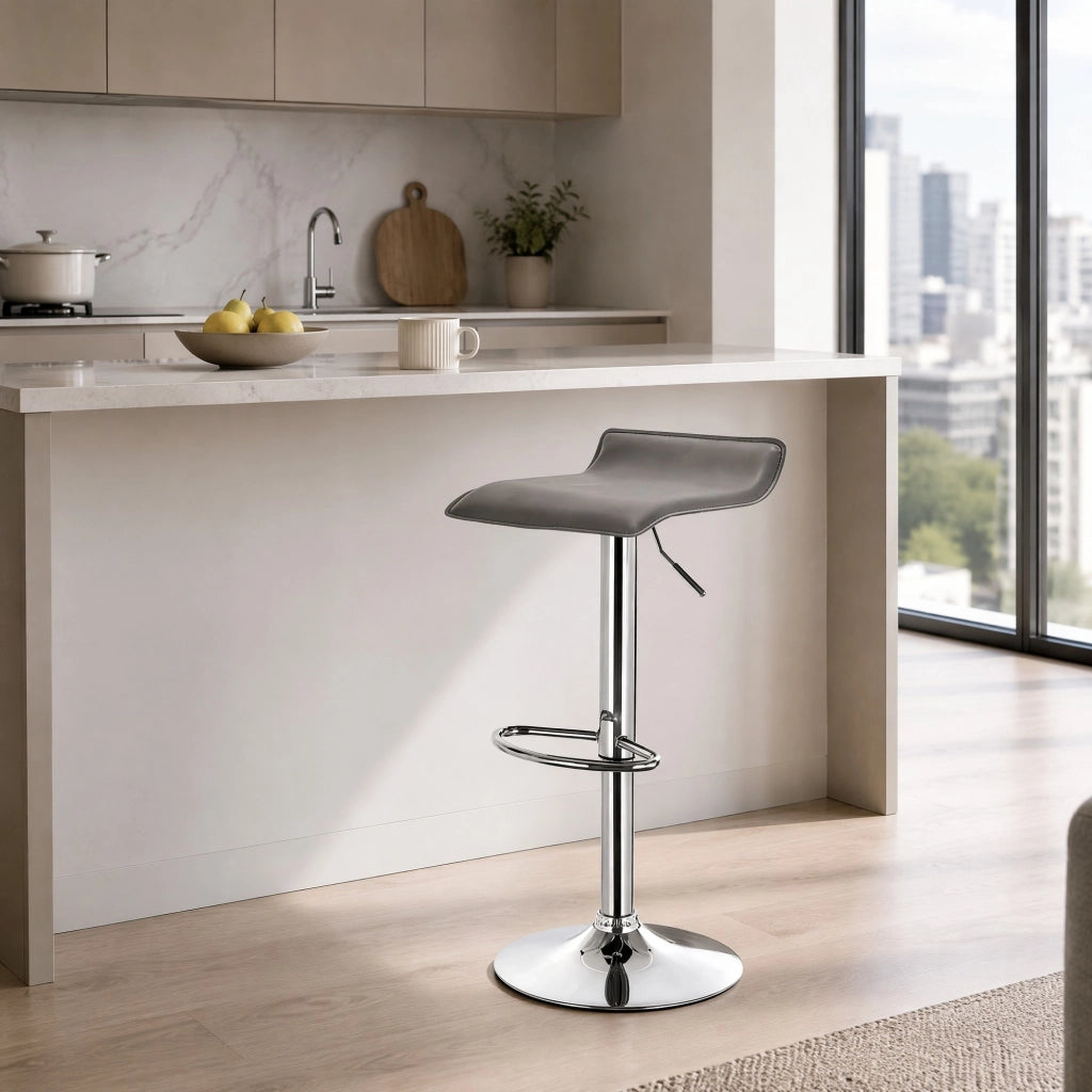 SGABELLO BAR Girevole e regolabile 62-84 cm Ecopelle Grigio