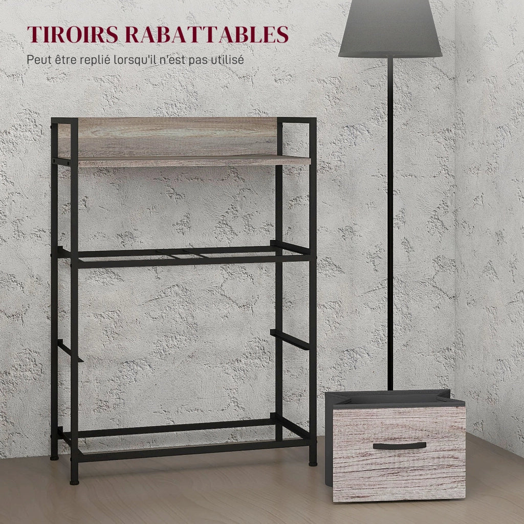 Cassettiera 4 Cassetti Stile Industriale con Ripiano ¨C Zephmum ¨C Grigio Tessuto 60x29x85 cm