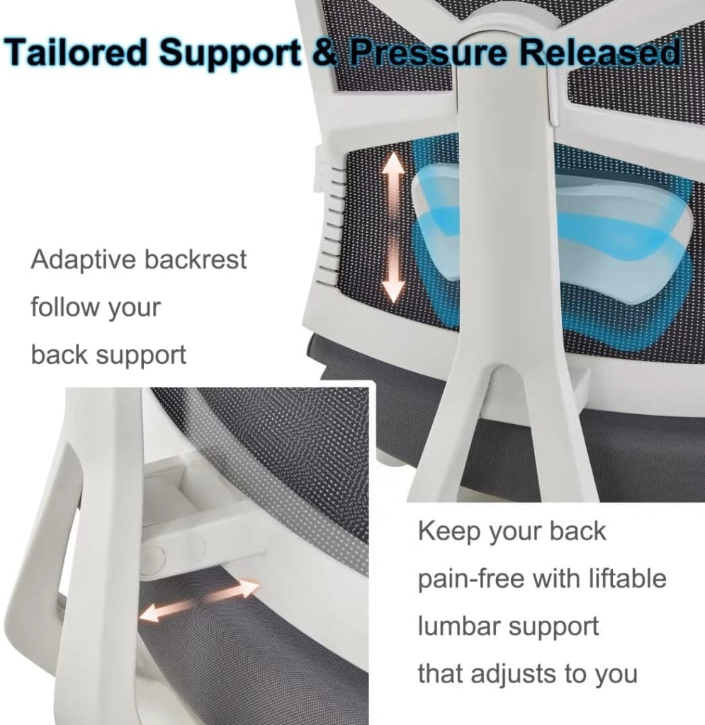 Sedia da Ufficio Ergonomica con Schienale Regolabile, Sedile Regolabile in Profondità, Braccioli 4D, Supporto Lombare e Poggiatesta 2D, Girevole a 360°, Design Moderno, Nera