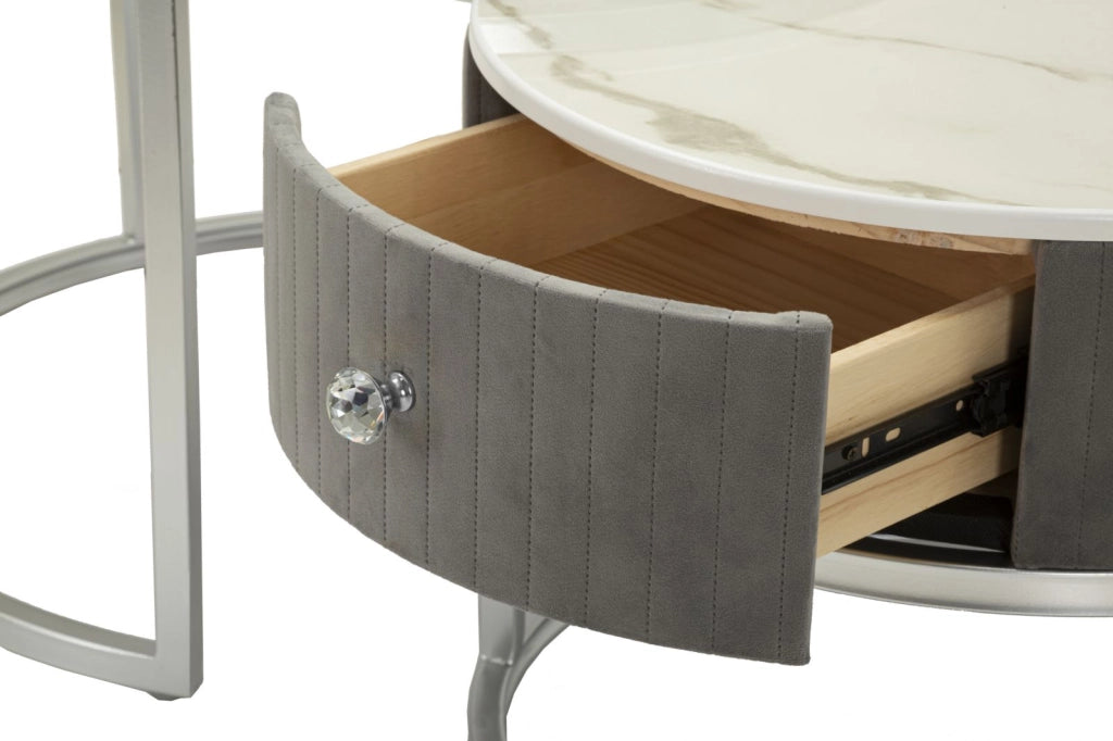 Tavoli da Caffè Greys Coppia Ø70x45 cm - Ø50x40 cm in Pino e MDF e Metallo