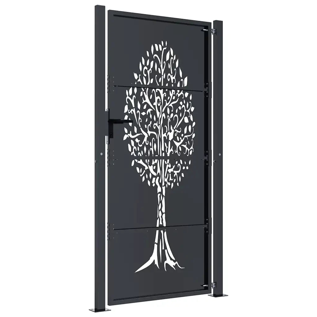 Cancello da giardino antracite 100x175 cm in acciaio con design ad albero 153158
