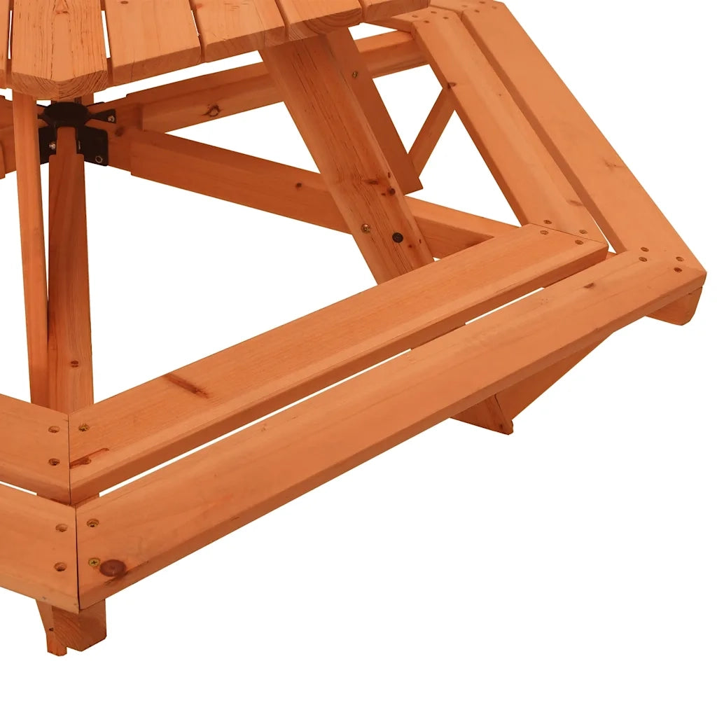 vidaXL Tavolo da Picnic per 6 Bambini con Panche Esagonale Legno Abete