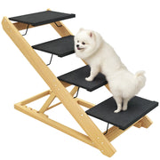 Scala per cani regolabile in altezza pieghevole ¨C Zephmum ¨C Legno bianco 83x40x62.5 cm