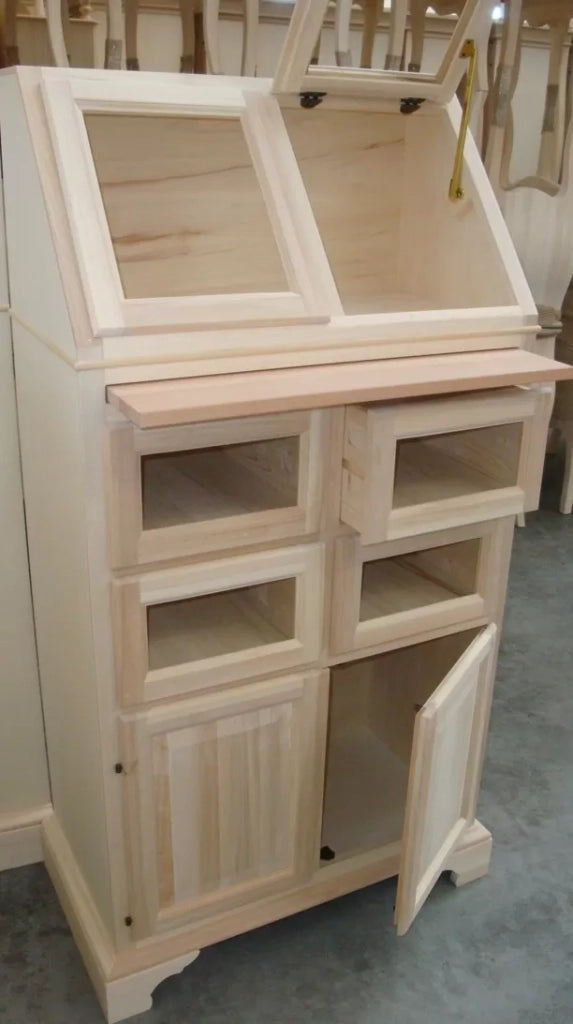 Dispensa legno 4 cassetti e 2 ante ribalta grezza l.82 p.44 h.153 (2138) - Mobili 2G