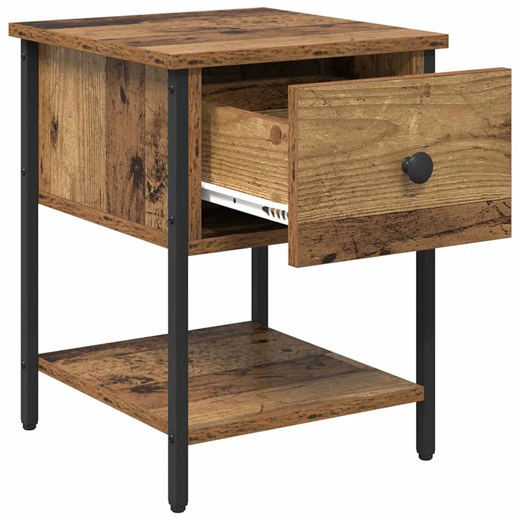 Comodino con cassetto 2 pz-Set di 2 Tavolino da notte Legno vecchio 34 x 35,5 x 45 cm