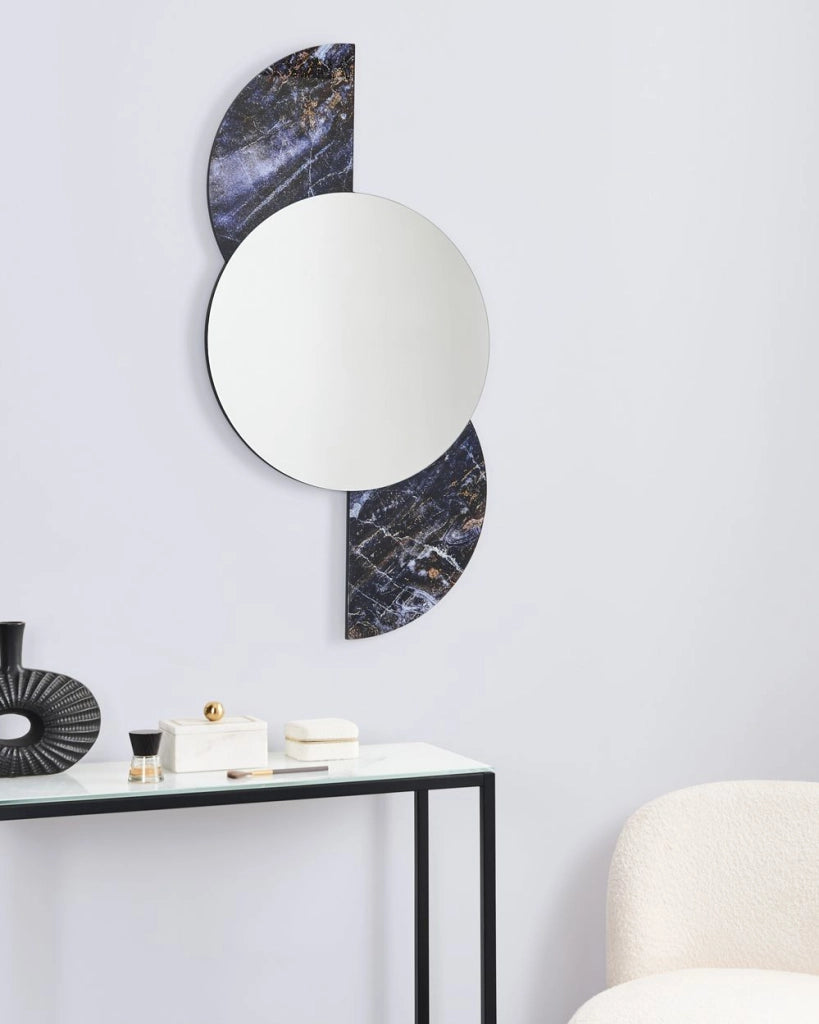 Specchio da parete di forma irregolare in vetro e MDF viola stile moderno