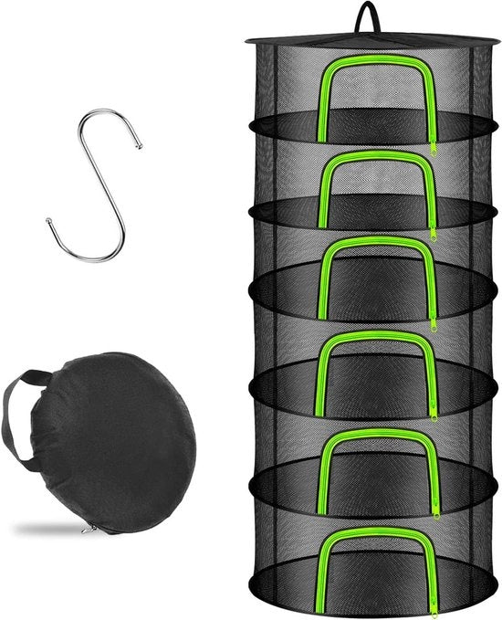 Asciugatrice a rete 6 strati per essiccazione di piante, con chiusura a zip, per piante, carne, fiori, cipolle, pesce e verdure.