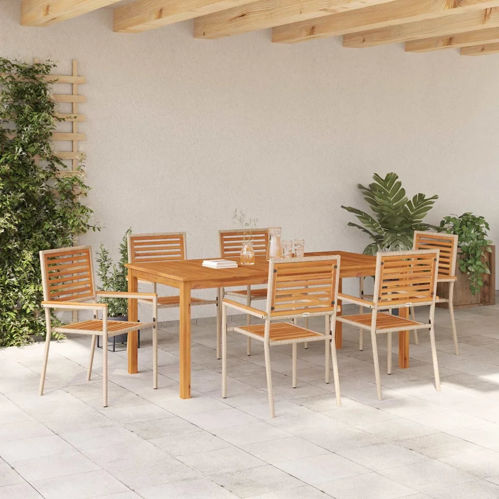 Set da Pranzo per Giardino 7 pcs Beige Legno di Acacia Massello 3365543