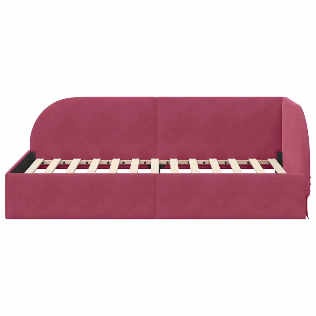 Cornice del letto ad angolo Rosso Vino 80 cm x 200 cm Velluto 42016630